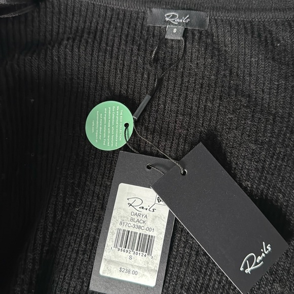 Rails Darya Sweater Ribbed Wrap Black Small NWT $238 - Picture 7 of 14